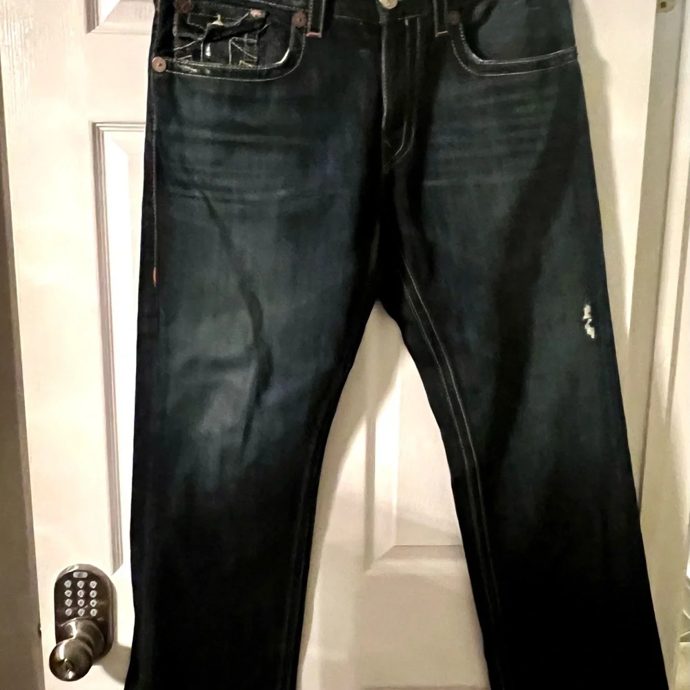 True Religion Men’s Dark Blue Denim with Contrast Stitching